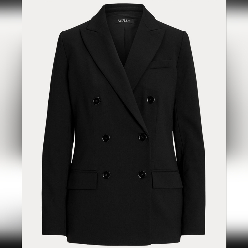 NWT RALPH LAUREN | $345 Double-breasted Wool Crepe Blazer - Picture 5 of 8